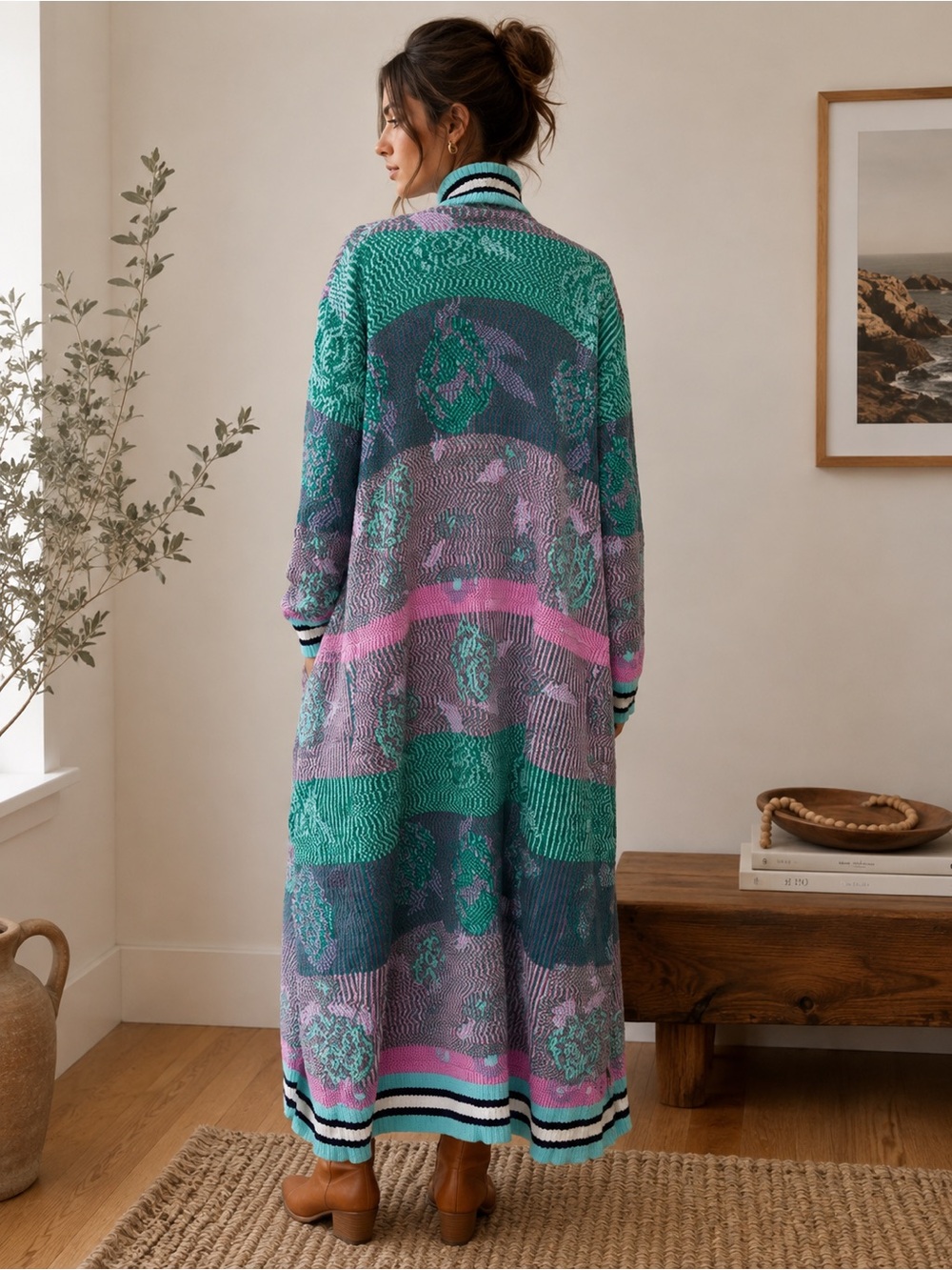 John + Jenn 100% Cotton Full-Length Statement Cardigan – Size Large - Picture 2 of 11
